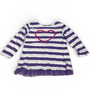 Koala Kids Toddler Girl Purple Striped Heart Tunic Top 18M Ruffle